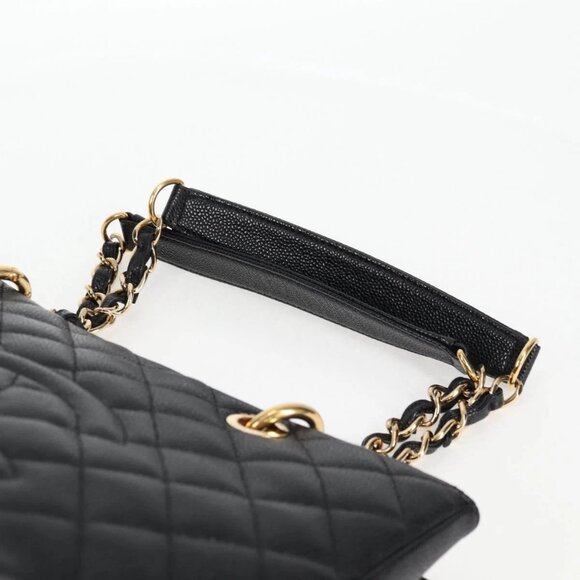CHANEL Matelasse COCO Mark Chain Bag Grained Calf Skin Black Gold CC Auth PP623M - Picture 7 of 16
